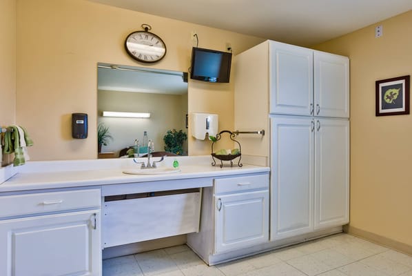 Bright and clean facility bathroom area