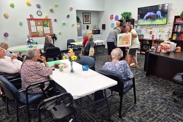 Residents participating in an activity in a common area