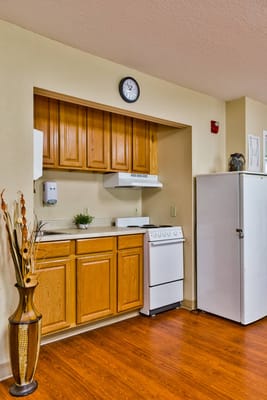 Bright, clean kitchenette in a facility interior