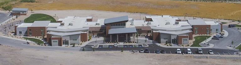 Aerial view of Pointe Meadows Health and Rehabilitation building