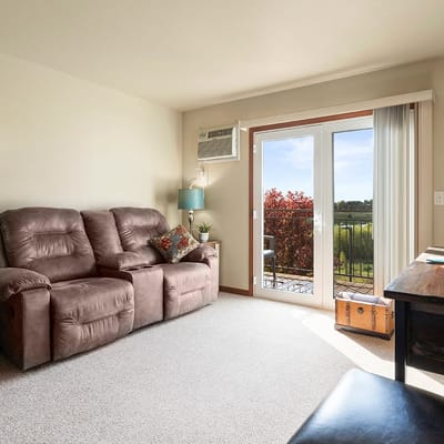 Cozy resident room with a balcony view