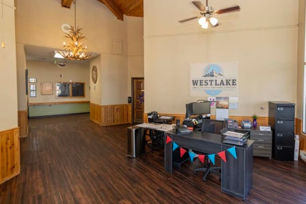 Welcoming reception area at Westlake Health and Rehabilitation Center