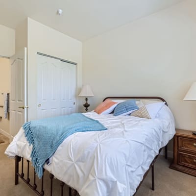 Private bedroom with a comfortable bed and decor