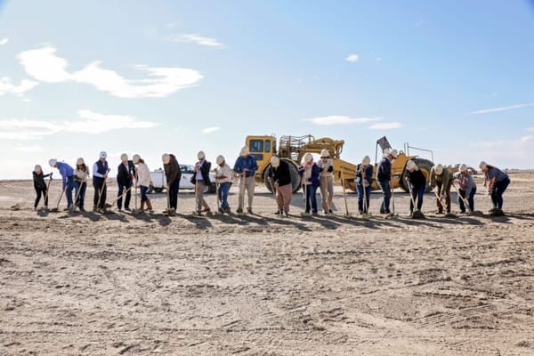 Groundbreaking ceremony with multiple attendees