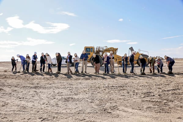 Groundbreaking ceremony with multiple attendees