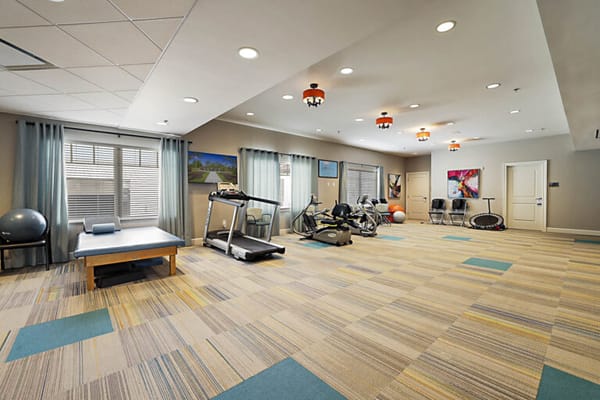 Interior view of a fitness room with equipment