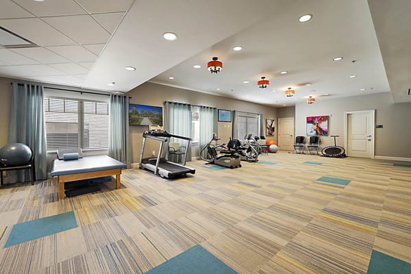 Interior view of a fitness room with equipment