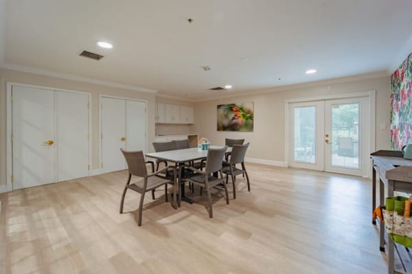 Interior common area with seating and natural light