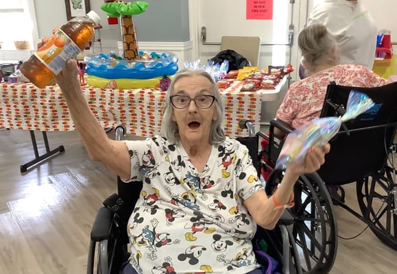 Resident enjoying a celebration in the common area