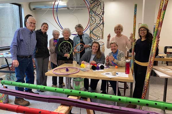 Residents engaged in a creative group activity