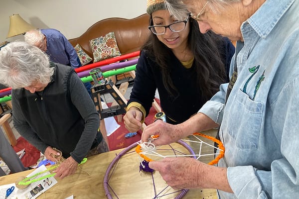 Residents participating in an arts and crafts activity