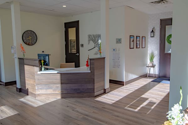 Bright reception area with welcoming decor