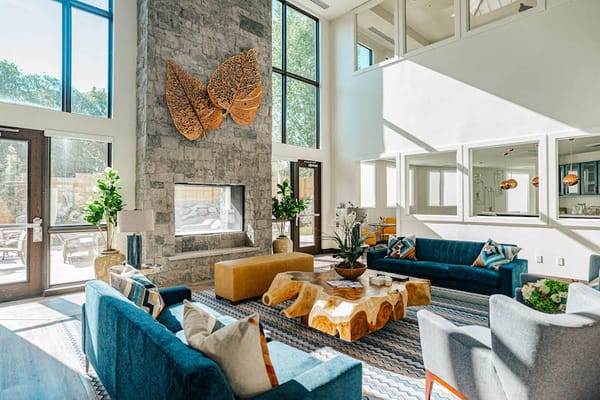 Interior common area with seating and natural light