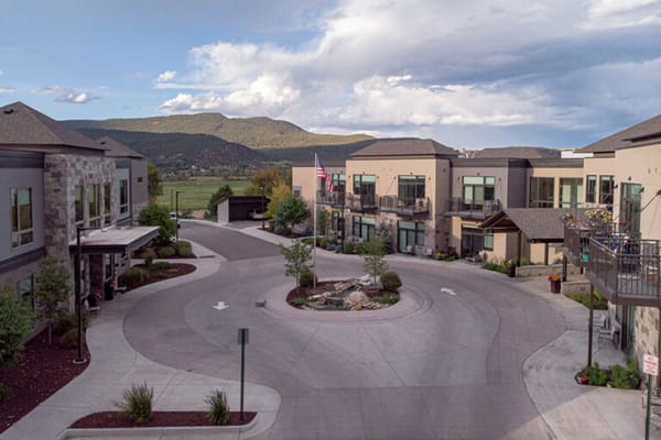 Aerial view of the facility's outdoor space and architecture