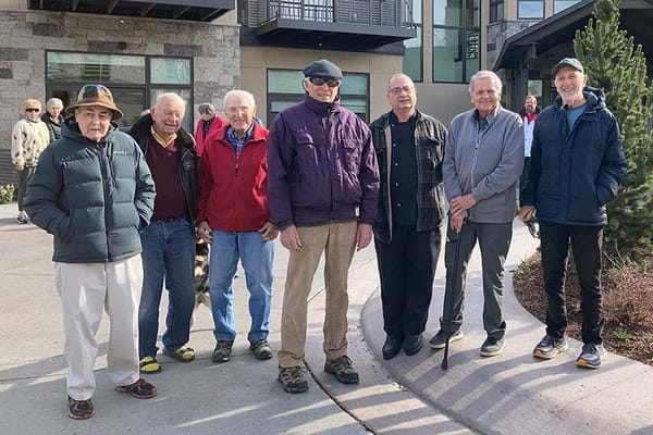 Group of male residents enjoying time outdoors