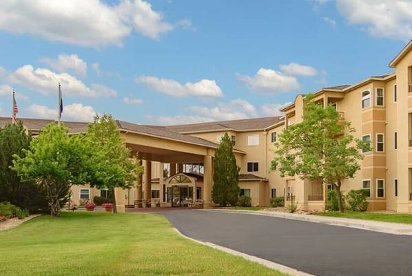 Exterior view of Cherry Creek Retirement Village with landscaping