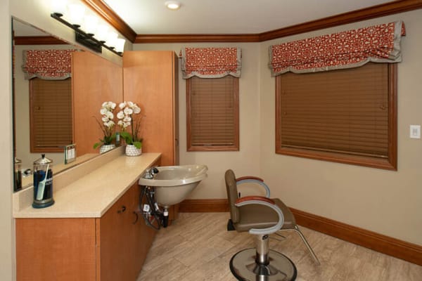 Bright hair salon area with modern fixtures