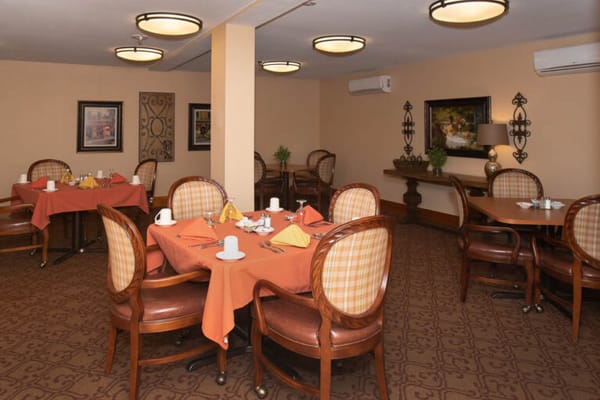 Cozy dining area with neatly arranged tables