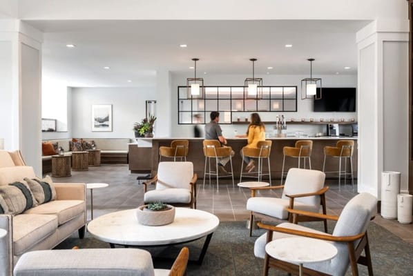 Residents enjoying a common area in the facility