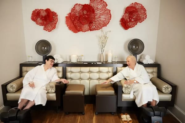 Residents enjoying a spa day in cozy robes
