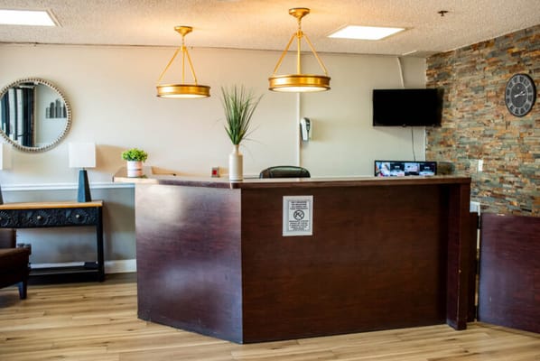 Reception area with modern decor and furnishings