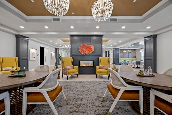 Modern common area with elegant decor and seating