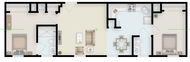 Architectural floor plan of a living unit