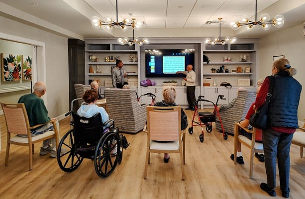 Residents participating in an activity session in a communal area