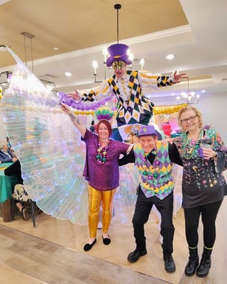 Residents celebrating with costumes during an event