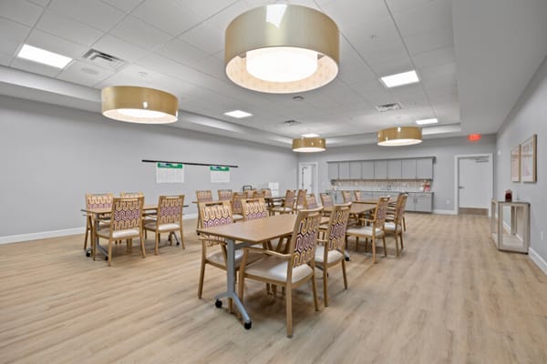 Interior dining room with modern furnishings