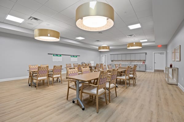 Interior dining room with modern furnishings