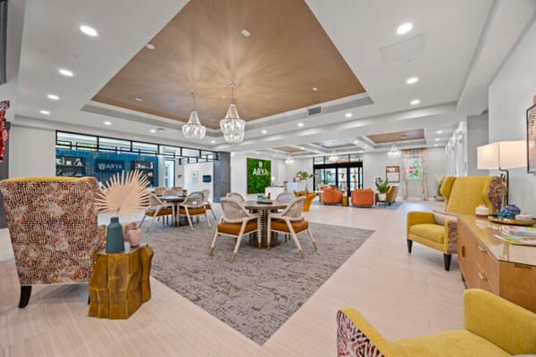 Bright common area with modern furnishings