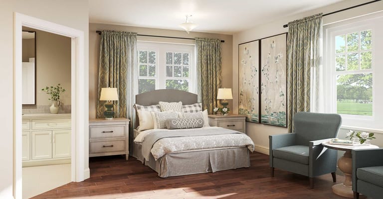 Cozy interior view of a resident room with decor