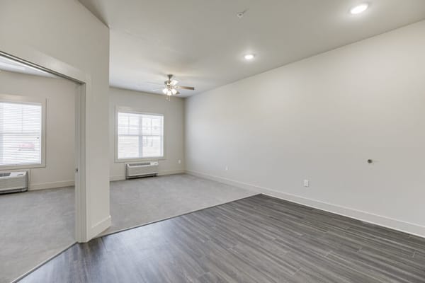 Bright interior view of a resident room