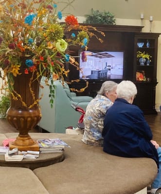 Residents enjoying a cozy common area