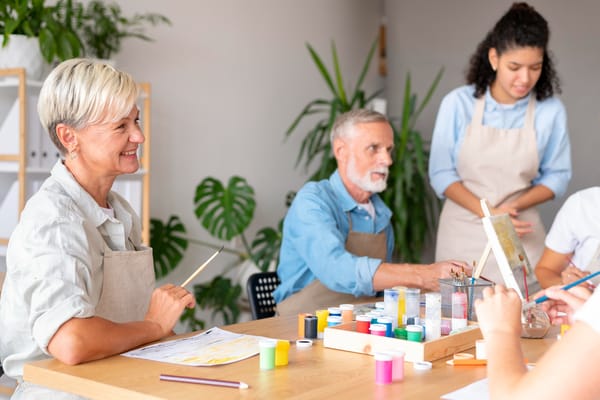 Residents participating in an art activity