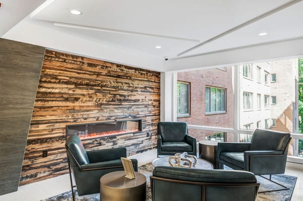 A cozy common area with seating and natural light