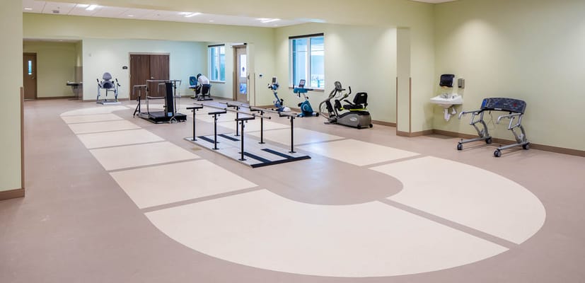 Interior view of a fitness room with exercise equipment