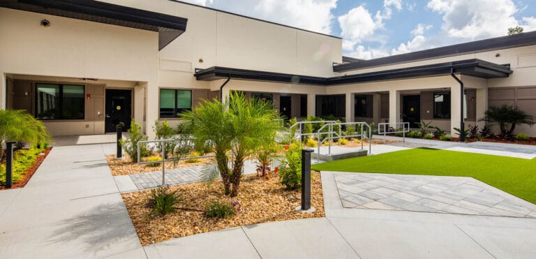 Courtyard area with landscaping and walkways