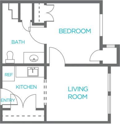 Architectural floor plan of a unit layout