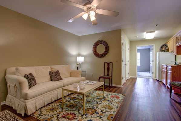 A cozy interior room in an assisted living facility