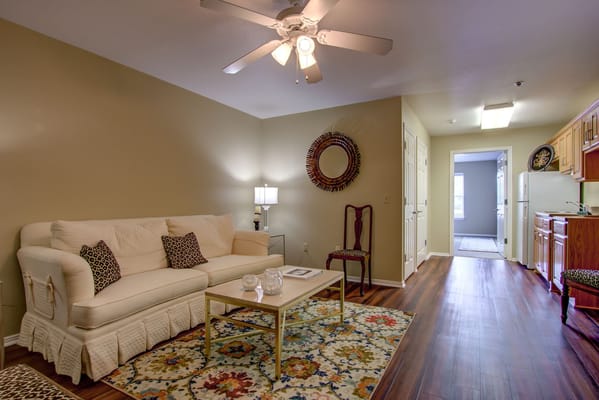 A cozy interior room in an assisted living facility