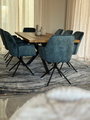 Elegant dining room with modern furniture and decor