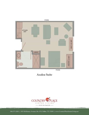 Architectural floor plan of the Azalea Suite
