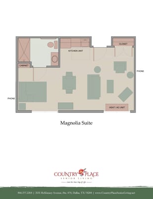 Floor plan of the Magnolia Suite at Country Place