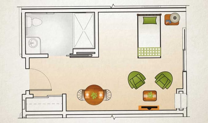 Architectural floor plan of a resident unit