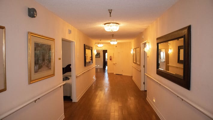 Interior hallway with lighting and decor