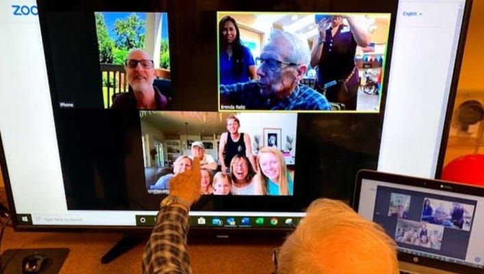 Residents participating in a virtual meeting