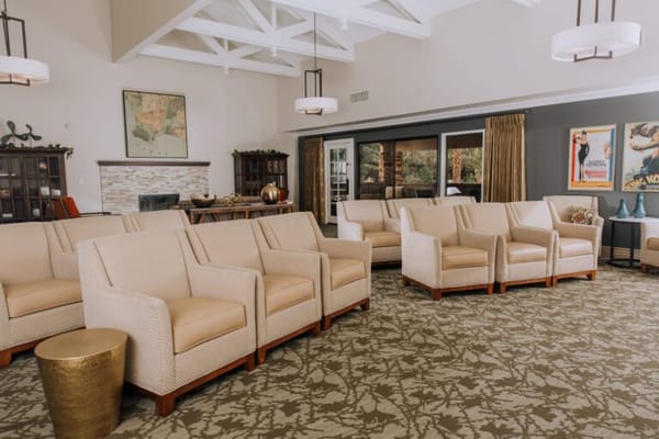 Bright common area with comfortable seating