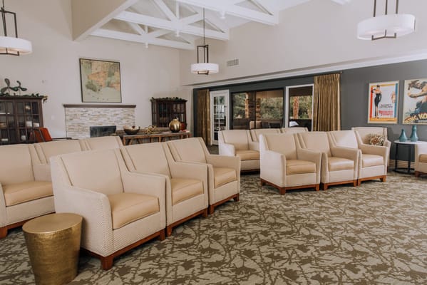 Bright common area with comfortable seating